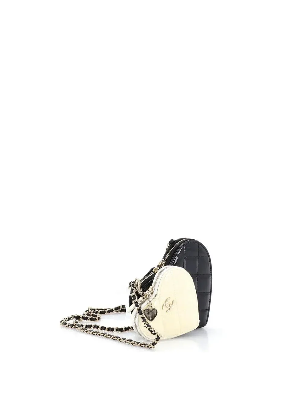 Chanel Double Heart Clutch With Chain #258798C31B
